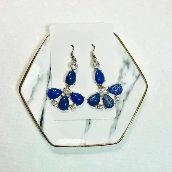 Blue Flower Statement Earrings - Picture 2 of 5